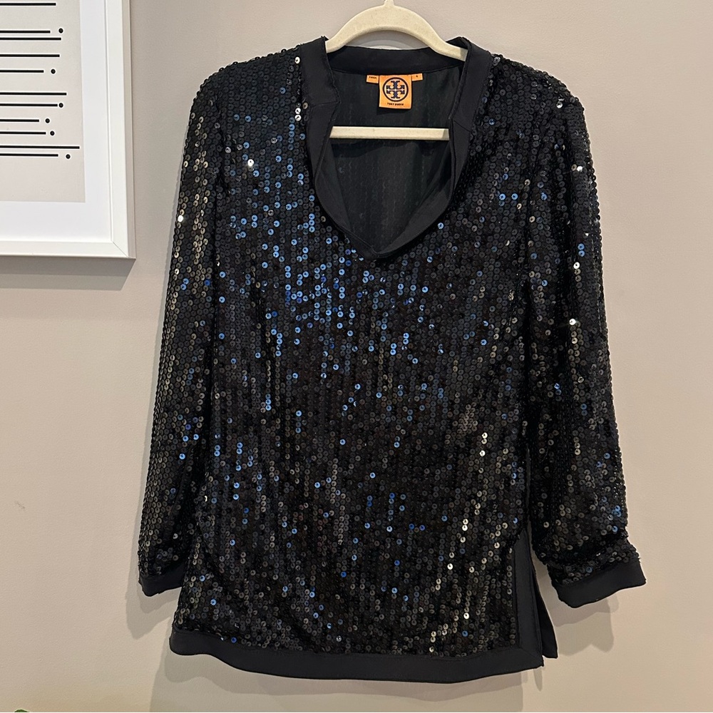 Vintage Tory Burch Black Sequin Top